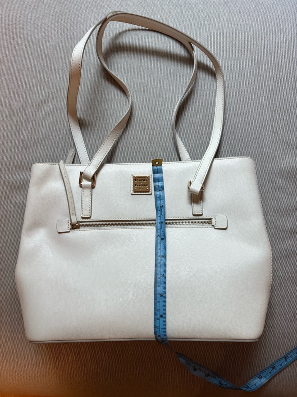 Dooney & Bourke Cream Leather Shoulder Tote with Front Zip - Picture 3 of 8